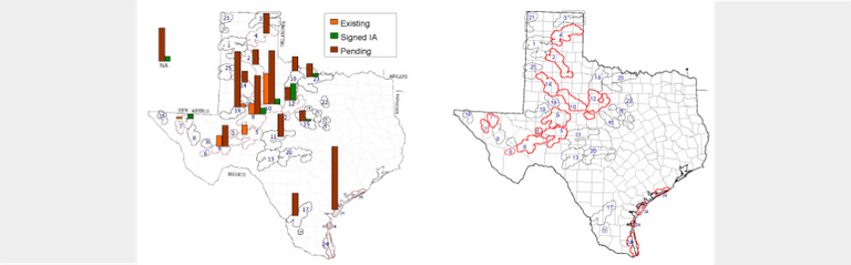 two maps of Texas callout