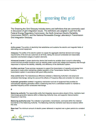 Greening the Grid Glossary